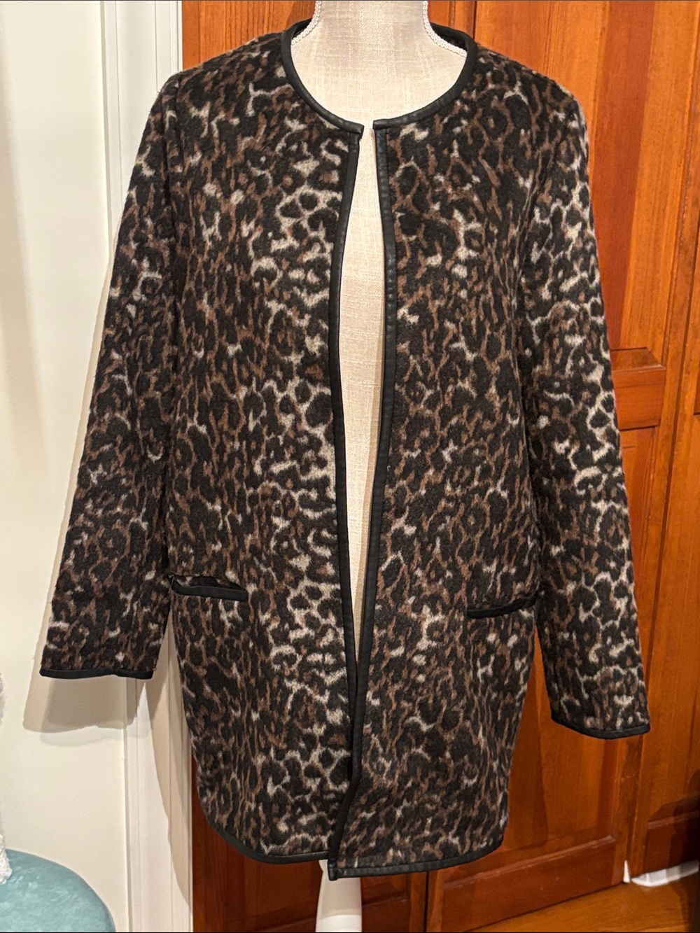 Old Navy Leopard Print Open Front lightweight Coat/ jacket  - Brown/Black